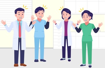 Fototapeta premium Young and healthy healthcare professionals with background