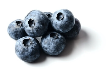 Several blueberries isolated on a white background. selective focus.