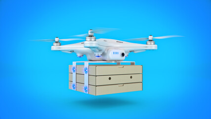 Pizza delivery in the drone. 3d rendering