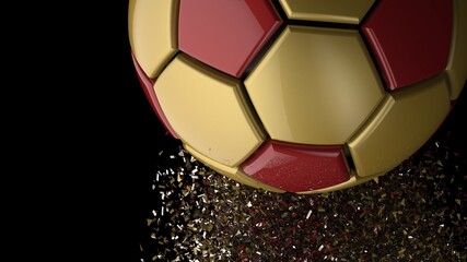 Soccer ball with Particles under Black Background. 3D sketch design and illustration. 3D CG. 3D high quality rendering.	