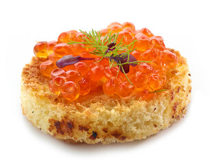 toasted bread with red caviar