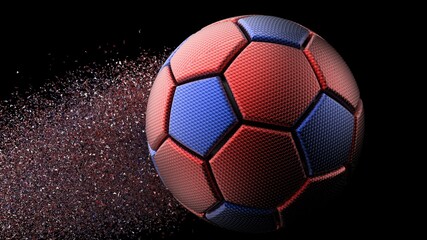 Soccer ball with Particles under Black Background. 3D sketch design and illustration. 3D CG. 3D high quality rendering.	
