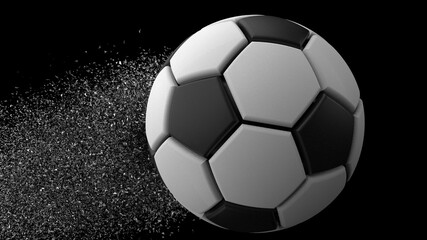 Naklejka premium Soccer ball with Particles under Black Background. 3D sketch design and illustration. 3D CG. 3D high quality rendering. 