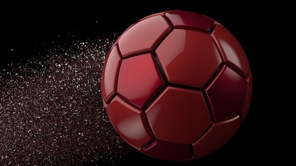 Fototapeta premium Soccer ball with Particles under Black Background. 3D sketch design and illustration. 3D CG. 3D high quality rendering. 