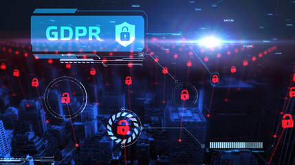 Obraz premium Business, Technology, Internet and network concept. GDPR General Data Protection Regulation.