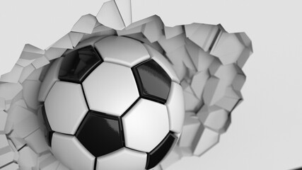 Soccer ball with Particles under Black Background. 3D sketch design and illustration. 3D CG. 3D high quality rendering.	
