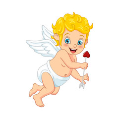 Cartoon cute little cupid holding arrows