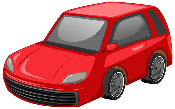 Red car cartoon style isolated on white background
