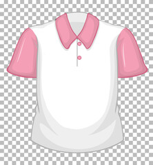 Blank white shirt with pink short sleeves on transparent
