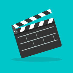 Clapperboard flat icon. Vector illustration.