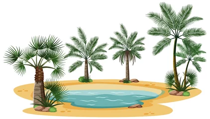 Desert landscape with nature tree elements on white background © blueringmedia