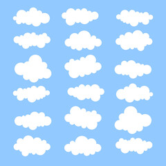 Fototapeta premium Set of cartoon clouds. Vector illustration.
