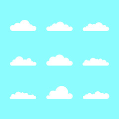 Set of cartoon clouds. Vector illustration.