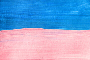 Pink and blue background painted with gouache. Empty background. Minimalism.