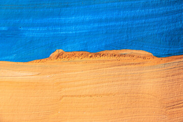 Yellow-blue background painted with gouache. Empty background. Minimalism.