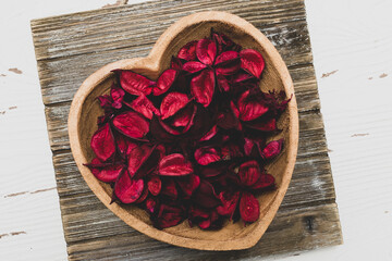 Heart bowl on two wooden backgrounds