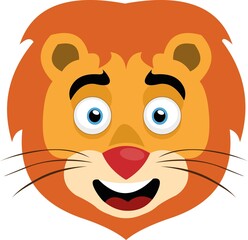 Vector illustration of emoticon of the face of a cartoon lion