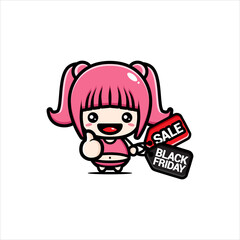 black friday celebration cute character vector design