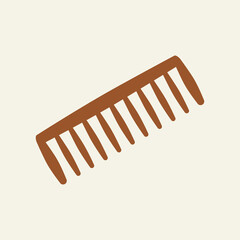 wood comb for combing hair design element illustration.