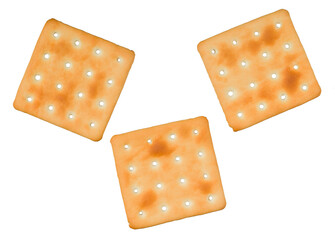 dry cracker biscuit isolated on white background, top view
