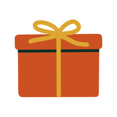 Gift box. Hand drawn cute holiday winter illustration. Freehand drawing doodle. Valentines day decoration elements. Happy New Year. Postcard greeting card Sale. wrapped Boxes ribbon in childhood style