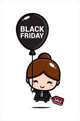 black friday celebration cute character vector design