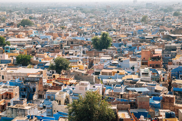Fototapeta premium Panoramic view of blue city Jodhpur in India