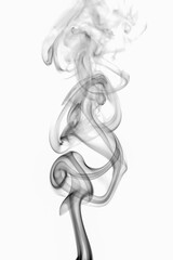 swirling movement of black smoke group, abstract line Isolated on white background
