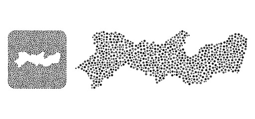 Map of Pernambuco State collage designed with spheric dots and subtracted shape. Vector map of Pernambuco State mosaic of spheric blots in variable sizes and gray color tones.