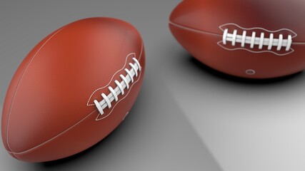 American Football Ball. 3D illustration. 3D high quality rendering.