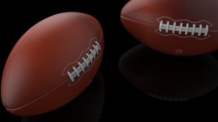 American Football Ball. 3D illustration. 3D high quality rendering.
