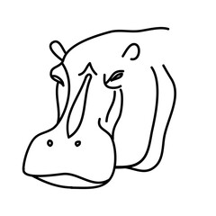 Animal hippo icon design. Vector, clip art, illustration, line icon design style.