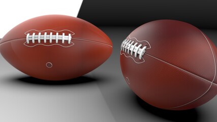 American Football Ball. 3D illustration. 3D high quality rendering.