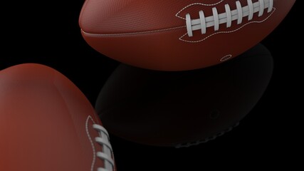 American Football Ball. 3D illustration. 3D high quality rendering.