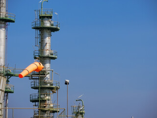 Windsock mounted on top of plant petrochemical.