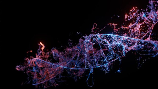 a spinning DNA helix with  particles
