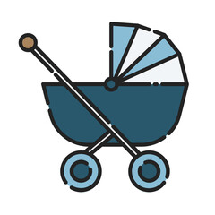 Baby Stroller, Icon Design. Vector, Clip Art, Illustration, Color Icon design ,Lineal Icon Color.