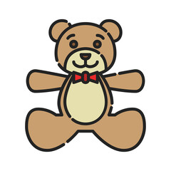 Baby Teddy Bear, Icon Design. Vector, Clip Art, Illustration, Color Icon design ,Lineal Icon Color.