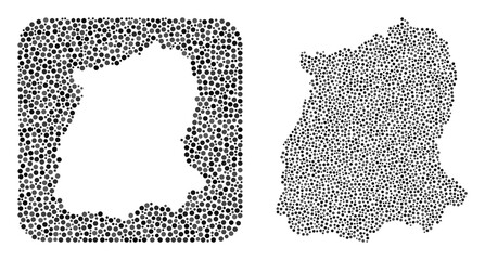 Map of Sikkim State mosaic designed with rounded items and subtracted space. Vector map of Sikkim State mosaic of spheric blots in variable sizes and gray shades. Designed for abstract propaganda.