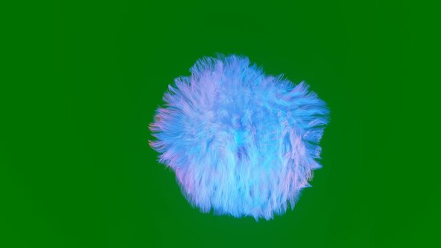 a hairy sphere in motion on a green background