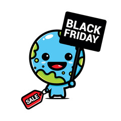 black friday celebration cute character vector design