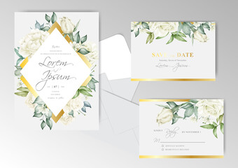 Fototapeta na wymiar Elegant Wedding Invitation card set template