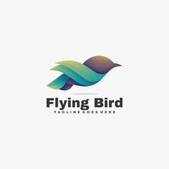 Vector Logo Illustration Flying Bird Gradient Colorful Style.