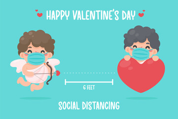 Cupid held a bow and pointed an arrow at the heart. Social Spacing Ideas for Valentine's Day