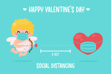 Cupid held a bow and pointed an arrow at the heart. Social Spacing Ideas for Valentine's Day
