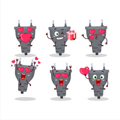 Black plug cartoon character with love cute emoticon