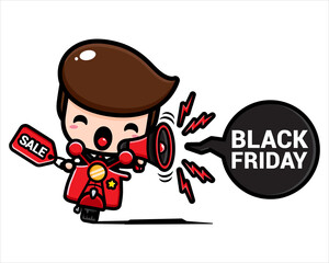 black friday celebration cute character vector design