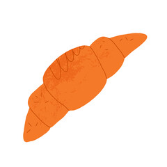 A cute croissant, traditional French bakery. Sweet dessert product for breakfast or lunch. Vector isolated illustration.