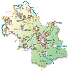 38 Carte du département de l'Isère
