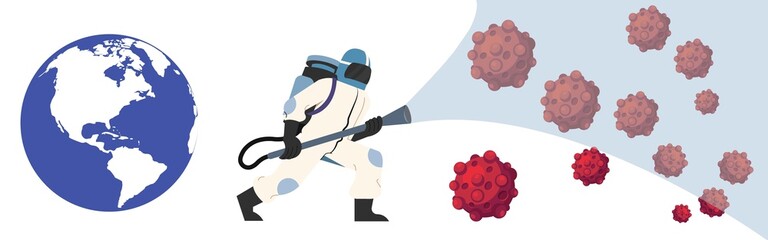 Obraz premium Scientist create vaccine for coronavirus Covid-19. Vector illustration concept of virus vaccination, vaccine, and cure for disease. 